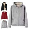 Men Hoodie Coat Solid Color Hooded Thicken Plush Winter Jacket for Daily Wear