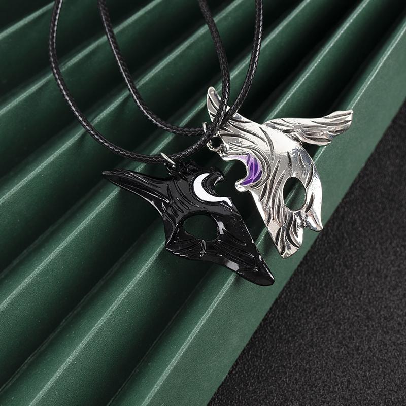 1Pair Asymmetric Sheep Wolf Pendant Personalized Animal Mask Two Color Necklace Trend Jewelry Personality Creative Gift