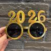 Shiny 2026 Happy New Year Glasses Cute Creative Christmas Glasses Colorful Sweet New Year Decorative Sunglasses