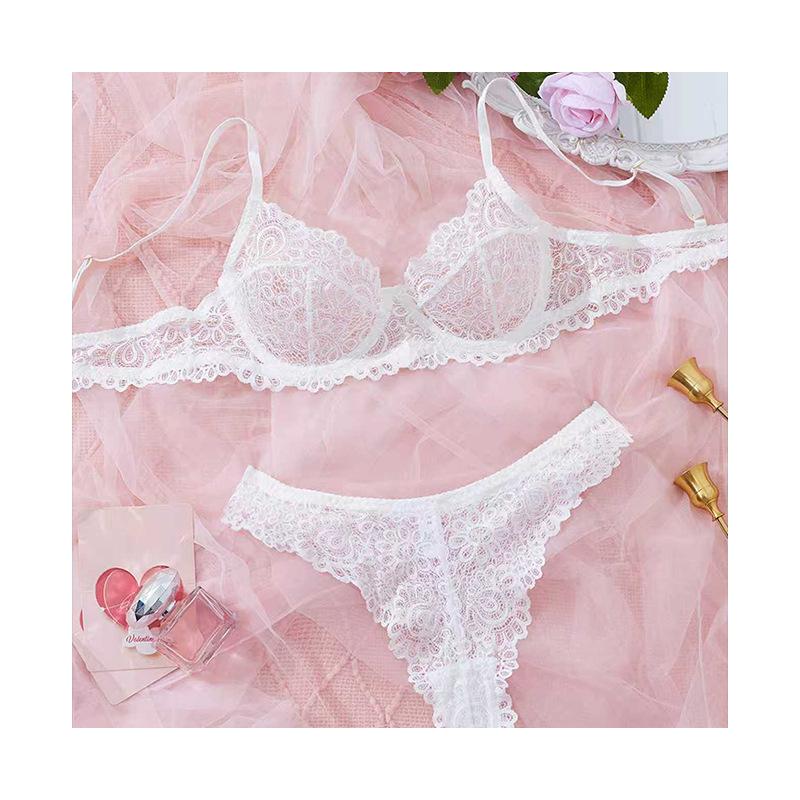 New European & American Sexy Lace See-through Ultra-thin Comfort Bra & Panty Lingerie Set