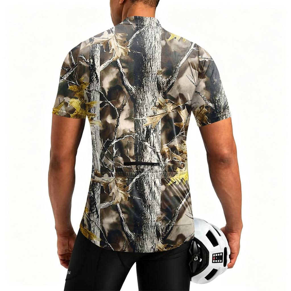 Men's Short Sleeve Cycling , Round Neck Zipper, Quick Dry Breathable, Printed Design for Road Bike
