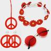 Halloween Cosplay Hippie Peace Symbol Jewelry Set: Colorful Earrings & Necklace