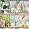 Nordic Style Abstract Art Leaves Shower Curtain Waterproof Polyester Bath Curtain Morandi Color Block Curtain For Bathroom Decor