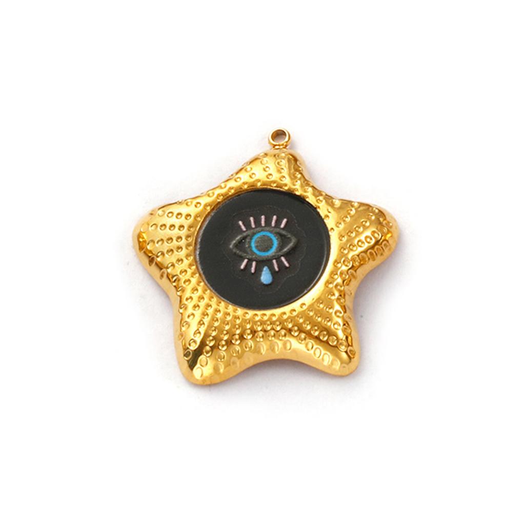 2 PCs 304 Stainless Steel Religious Charms 18K Gold Plated Enamel Evil Eye Pendants For DIY Necklace Jewelry Making Findings