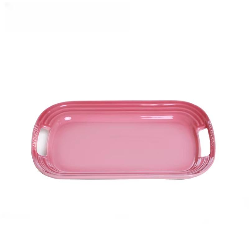 Porcelain Dinner Plates with Handle,Kitchen Deep Plate,Rectangle Underglaze Ceramic Serving Dish,Microwave Dishwasher Safe