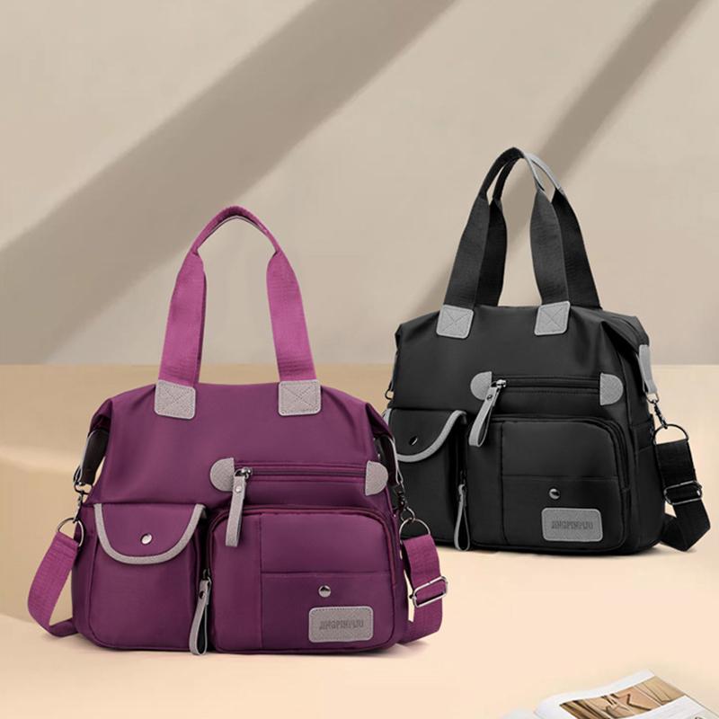Women Multifunction Shoulder Messenger Bag Nylon Crossbody Bags Water-Repellent Handbags Large Capacity Travel Tote Bags