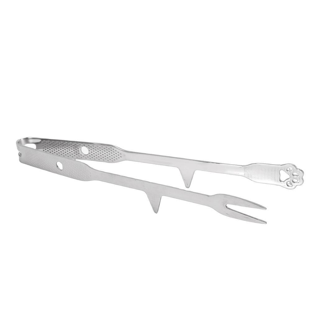 Kitchen Tong with Tip 316 Stainless Steel Anti Slip BBQ Grill Tong with Fork for Steak Meat Vegetables Cooking Serving