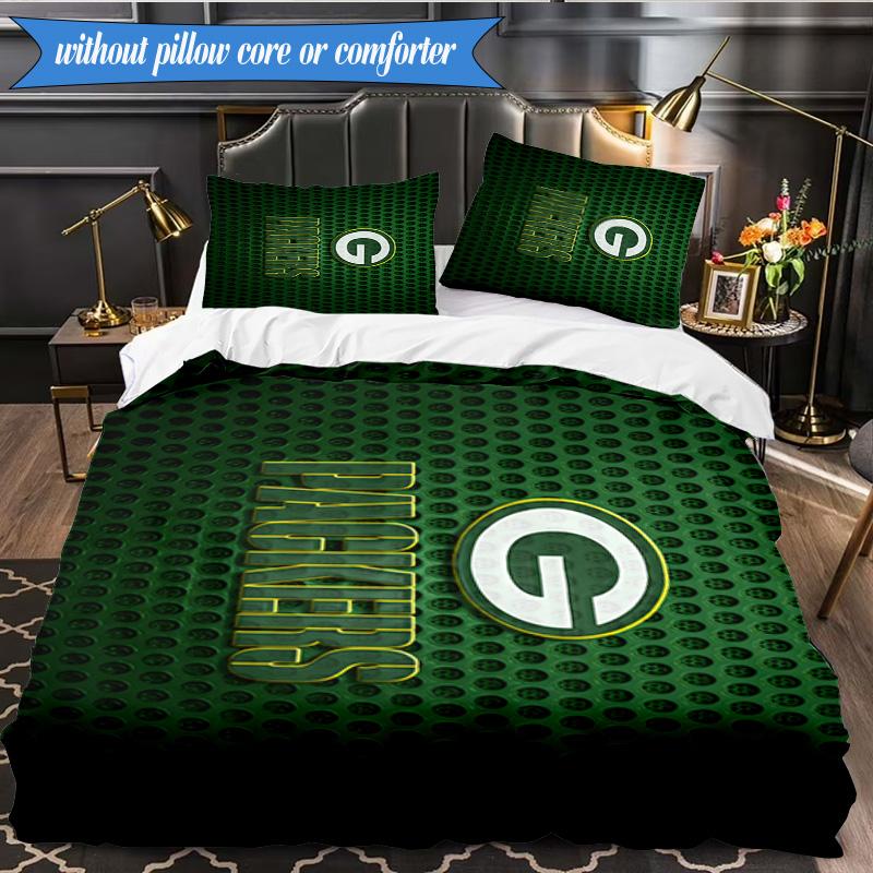 Green Bay Packers Bettwäsche-Set 3-teilig, inklusive 1 Bettbezug und 2 Kissenbezügen. Perfekt für Weihnachten, ideal für Schlafzimmer, Studentenwohnheim
