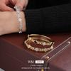 Elegant Floral Zircon Chain Bracelet Women Gold Plated Copper Alloy Stylish Daily Wear Office Casual Outfits