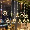 Christmas Decorations LED Lights Flashing Light String Snowflake Stars Christmas Tree Window Store Curtain Lights Pendant