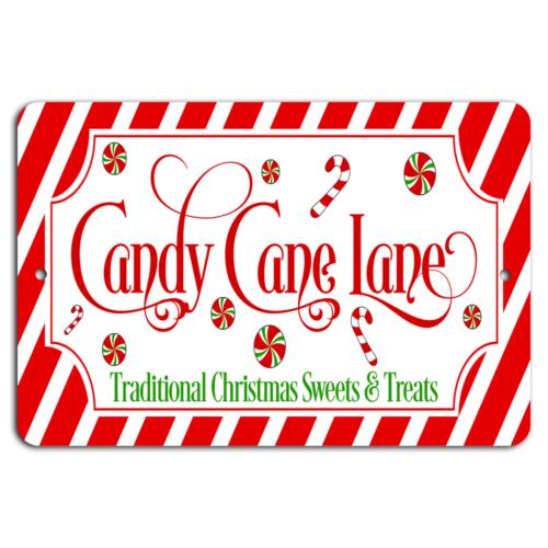 Candy Cane Lane Festive Red White Christmas Treats SignAluminum 20x30cm(7.8x11.8inch)