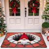 Christmas 2D Flat Printed Floor Mat Cute Red Hat Goblins Pattern Indoor Outdoor Mat Brick Pattern Design Carpet Holiday Decor