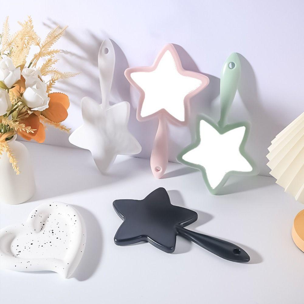 Pentagram Shape Handheld Mirror With Hanging Hole Beauty Make-up Mirror  Woman