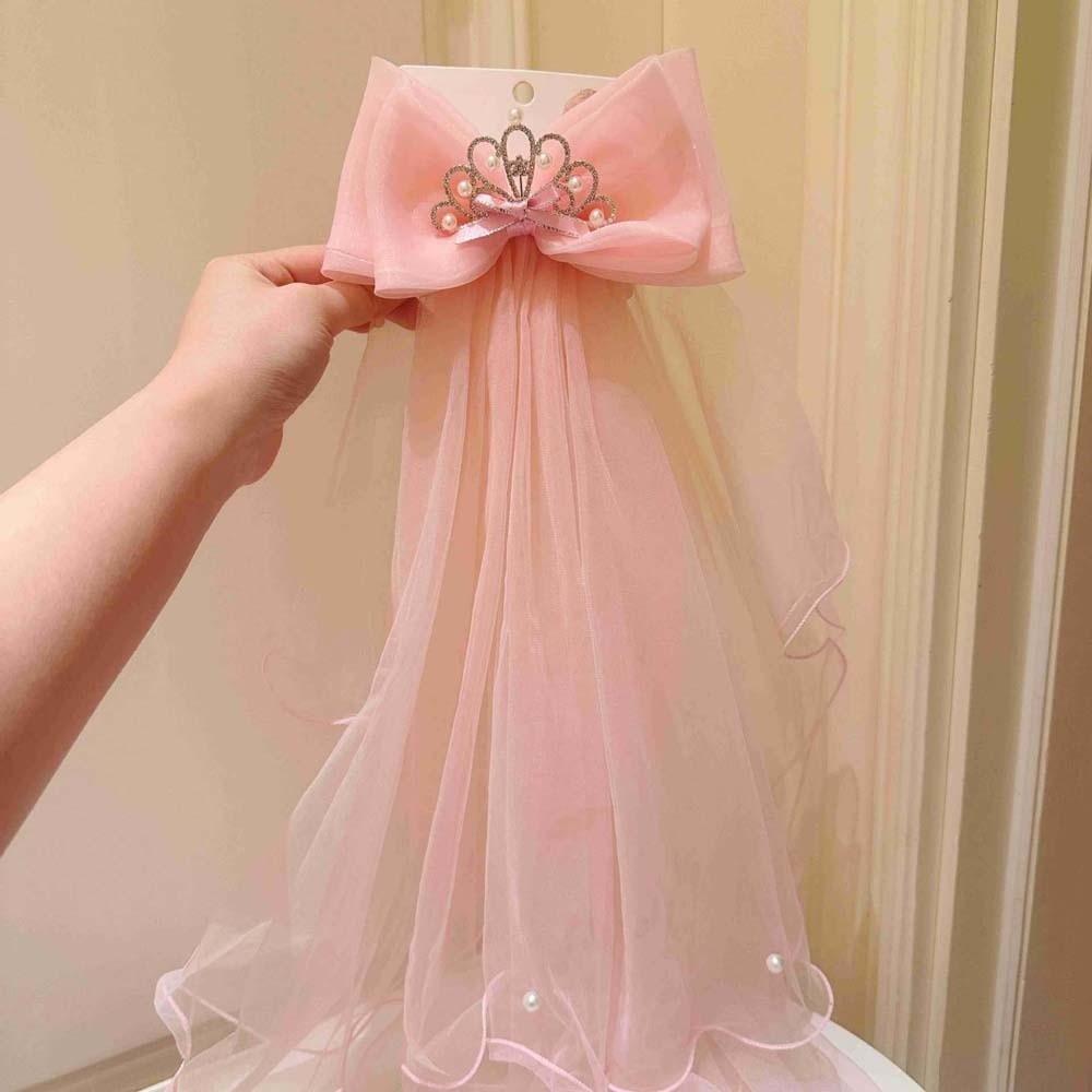 Bow Girls Head Gauze White Bridal Tulle Gift Veil Hair Clip  Photo Props