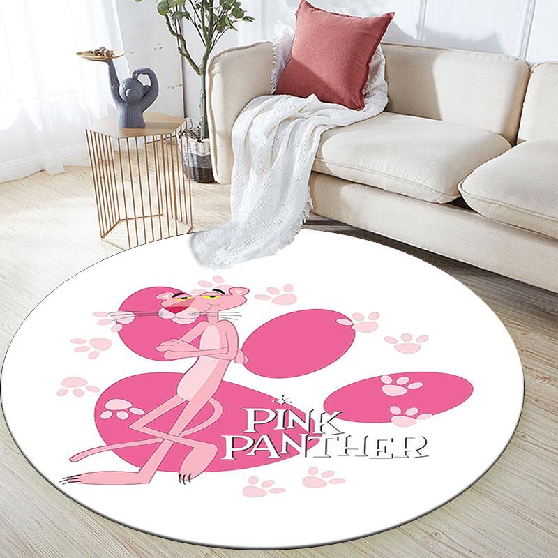 Pink Panther Pattern Round rug,Carpet Rug for Living Room Bedroom Playroom ,Non-slip Floor Mat,Holiday Gifts and Birthday Gifts.