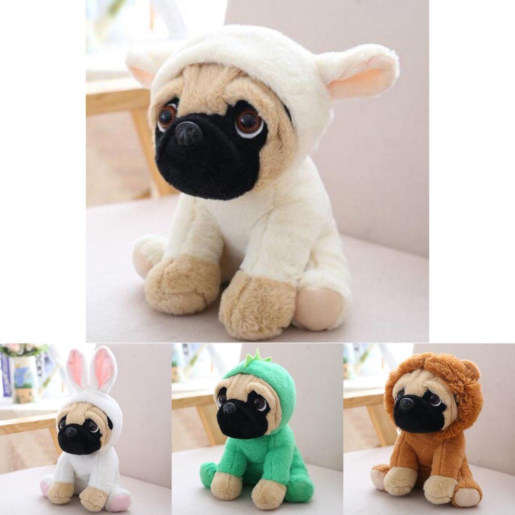 Adorable Large Plush Toys 8" Pug Dog In 7 Unique Costumes Cuddly Soft Toy