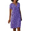 Women's Summer T Shirt Dress Casual Floral Print V Neck Short Sleeve Mini Dress Loose Beach Vacation Sundress