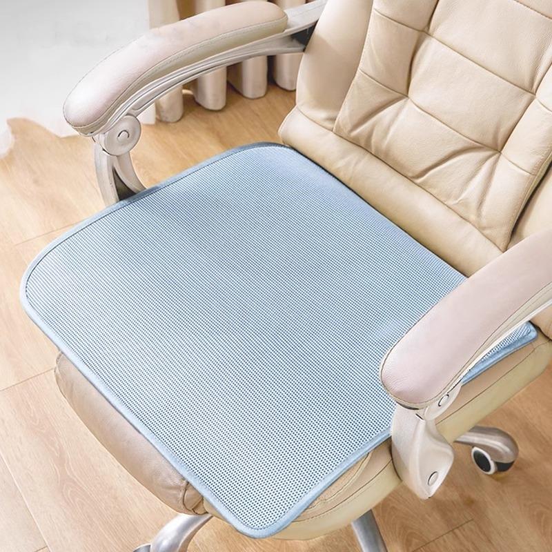 Solid Color Ice Silk Seat Cushion Summer Universal Non-slip Chair Cushion Cool Feeling Breathable Pad for Living Room Home