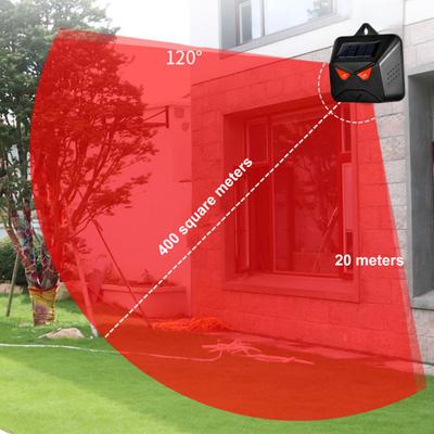 Repelente de Animales Alimentado por Energía Solar de 1000 mAh Resistente a la Intemperie Fácil Instalación Ultrasónico Advertencia de Destello Luces LED Rojas Ahuyenta Animales Pájaro Lobo Zorro Animal