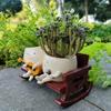 Cute Chair Smiling Face Guitar Flower Pot Creative Swing Succulents Plant Flower Pot With Drainage Hole Garden Home Decoration