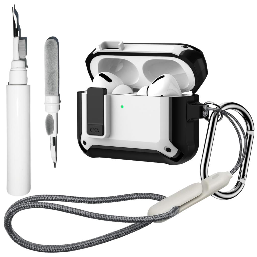 Case for Airpods Pro 3 (2025) Secure Lock Clip Full Shockproof Protective Case with Cleaning Kit Lanyard for Apple AirPods Pro 3