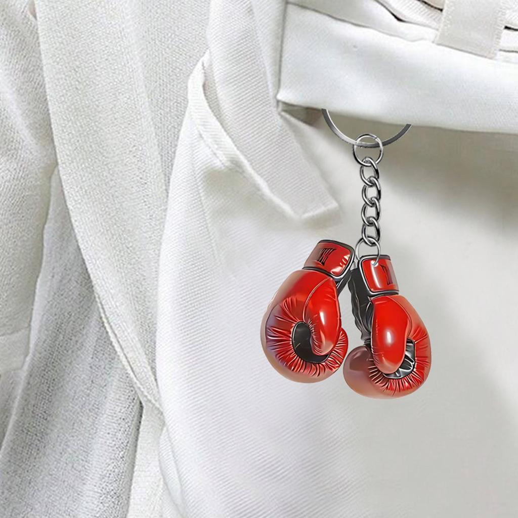 2D Flat Acrylic Simulation Boxing Glove Pendant Keychain Car Rearview Mirror Pendant Boxing Fan Gift