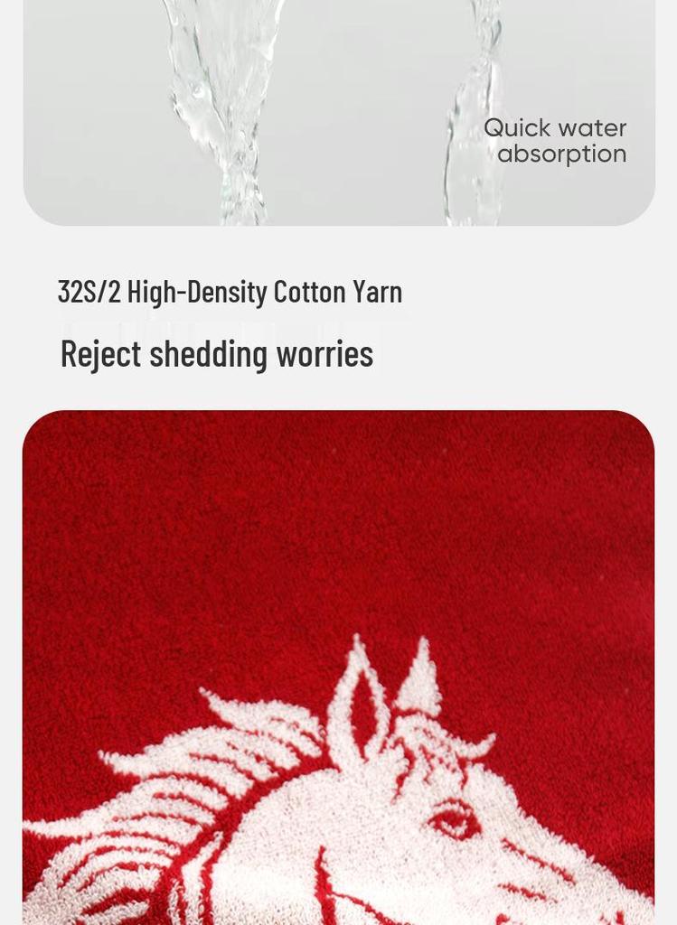 Chinese Zodiac Dragon Horse Red Towel: Soft, Absorbent Face Wash & Gift Towel
