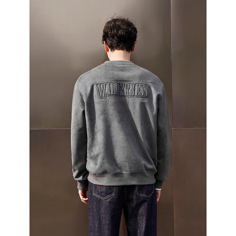 GXG Men's Faux Suede 3D Print Crewneck Sweatshirt