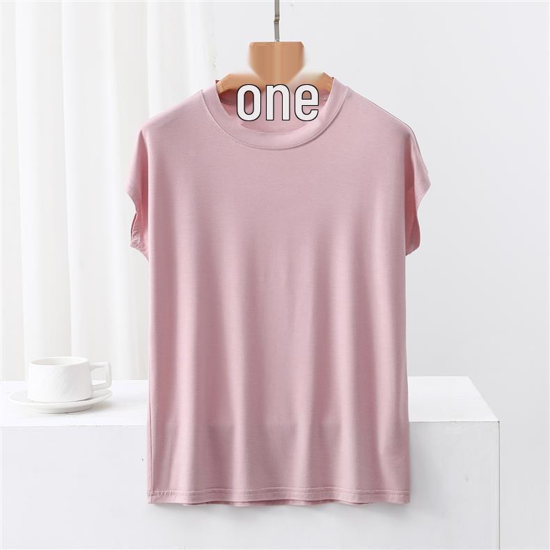 Modal Crew Neck Short Sleeve Casual T-Shirt - Women's Slimming, Versatile Summer Top.