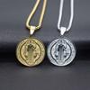 Stainless Steel Saint Benedict Cross Pendant Necklace