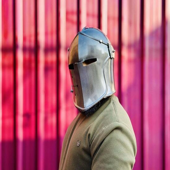 Medieval Barbute Helmet Knight Armor Reenactment Helmet LARP Cosplay Helmet Historical Home Decor