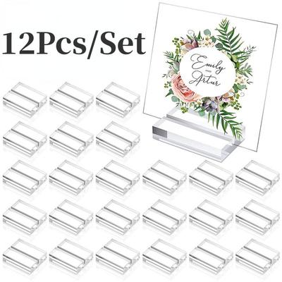 12Pcs 30*25*10mm Acrylic Stands Place Card Holders Table Number Stands Desktop Clear Card Display Stand Transparent Acrylic Sign Holder