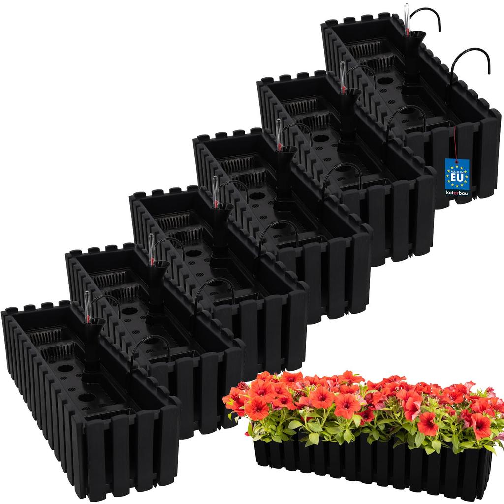 Flowerpot Balcony Box for Balustrade Terrace Flowers Anthracite 60cm 6 PCS