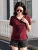 Women's Slim Fit Hooded Short Sleeve Zipper T-shirt - New Korean Style 2026, Solid Color Fashionable Top