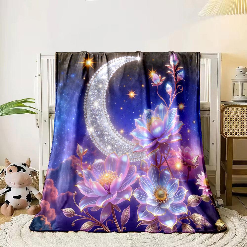 Romantic Starry Sky Flowers Printed Blanket Children Adult Soft and Warm for Home Sofa Outdoor Travel Blanket Luxury Gifts