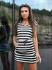 Sukienka bawełniana letnia dzianinowa ołówkowa paski marine biały czarny m