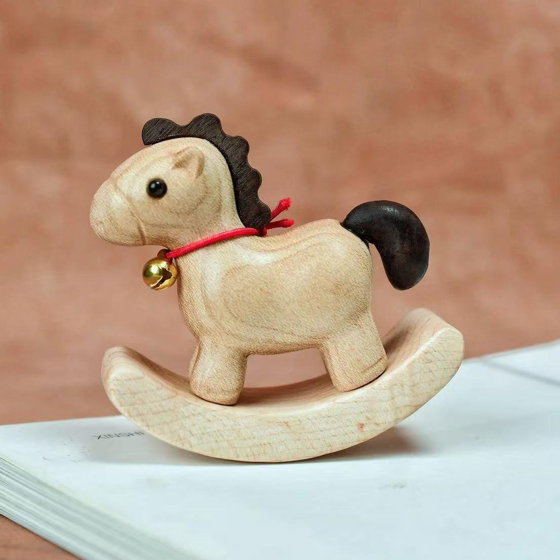 

Solid Wood Creative Therapeutic-style Yuanbao Rocking Horse Figurine,home Office Desk Money Will Come Soon Fun Decorative Item