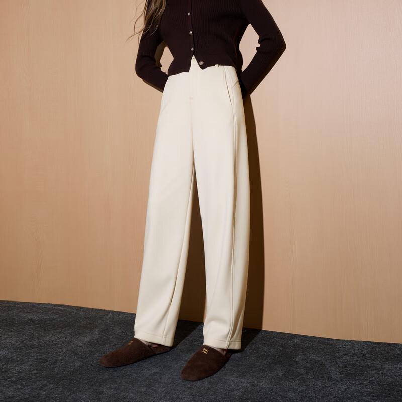 

Sancai Women s Winter Fleece-Lined High-Waist Straight-Leg Pants L