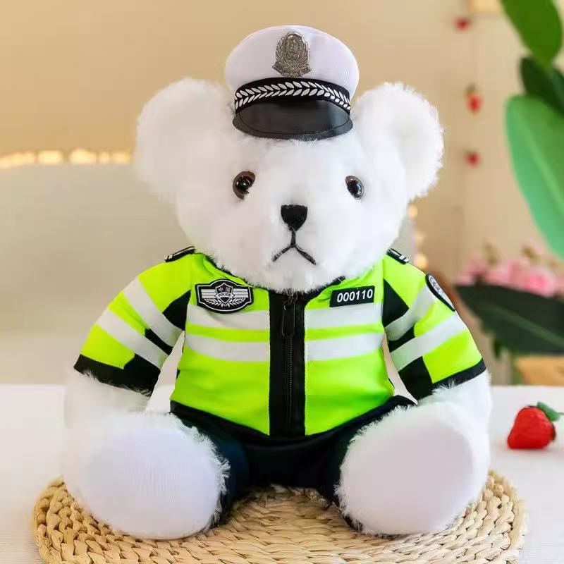 Internet celebrity traffic police bear doll police bear teddy bear doll SWAT fire bear promotional activities souvenir