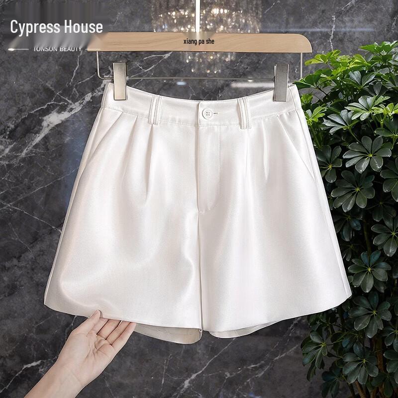 Women s Simple Solid High-Waist A-Line Shorts L