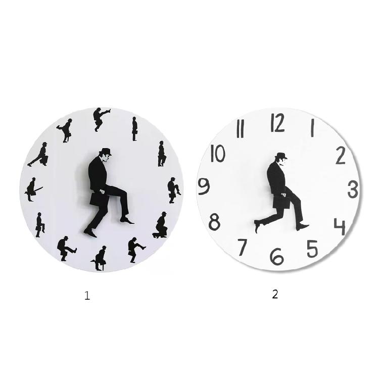 Novelty Comedian Wall Watch Funny Walking Silents Mutes Clocks for Home Living Room Bedroom Decoration