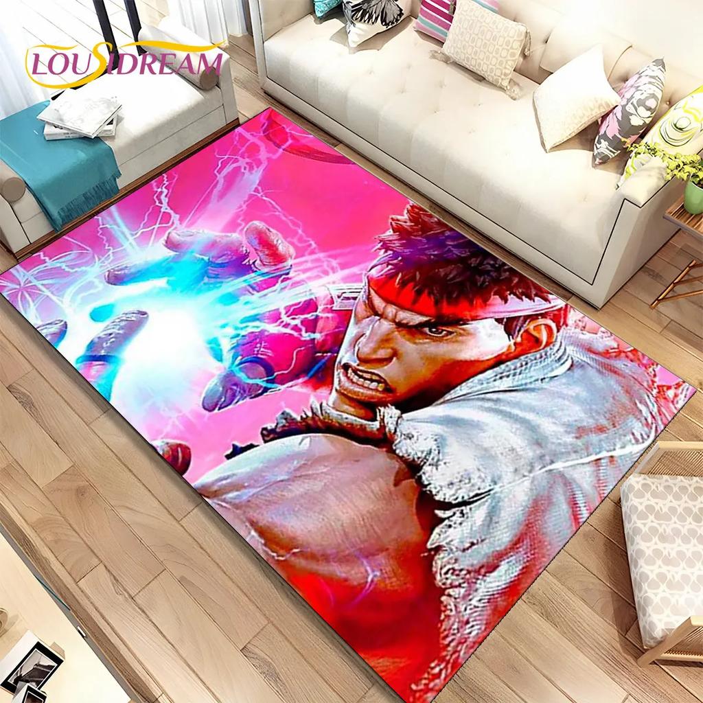 Street Fighter Retro Game Gamer Area Rug,Carpet Rug for Living Room Bedroom Sofa Doormat Decoration, Kid Play Non-slip Floor Mat