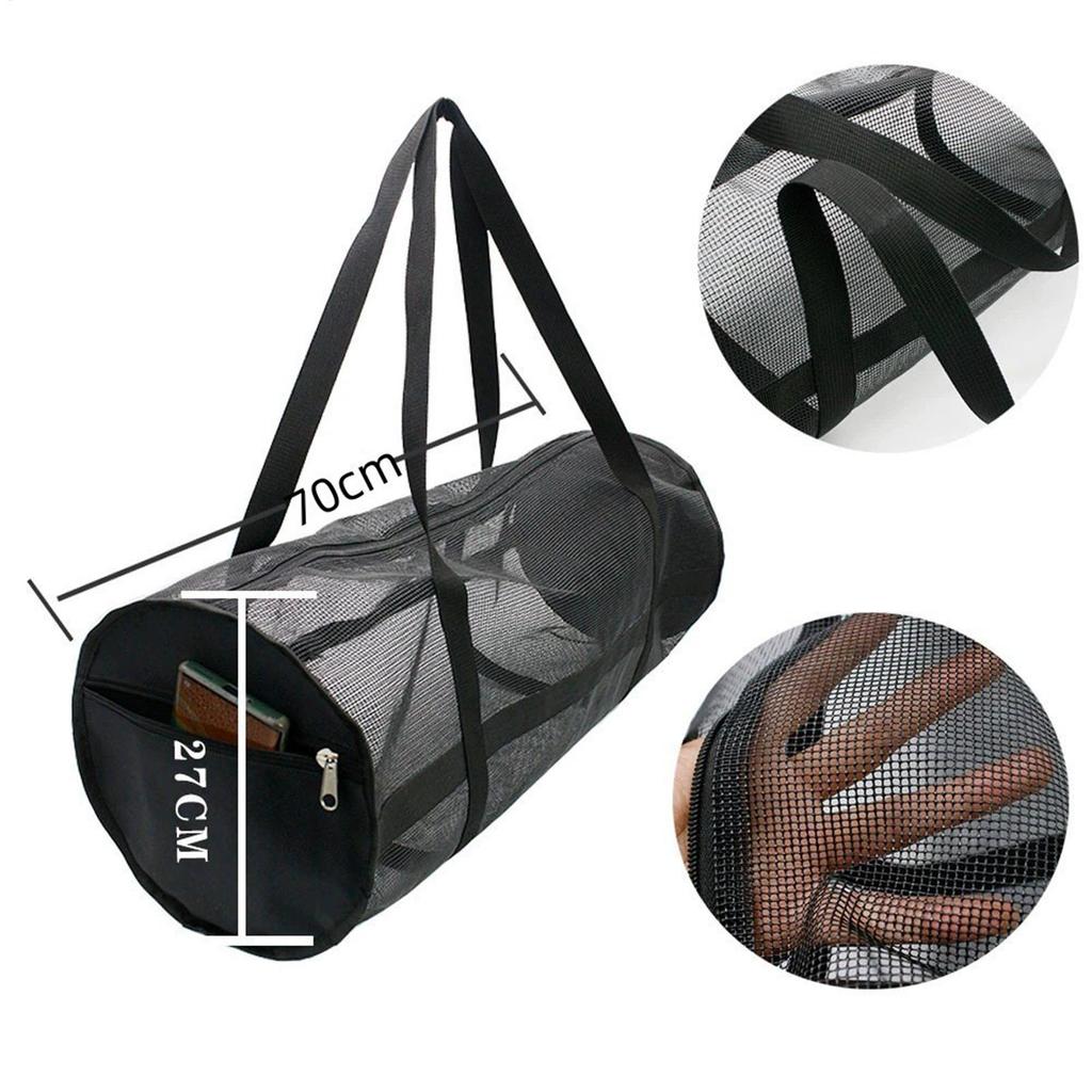 70x28x28cm Dive Bag Mesh Snorkel Gear Bag Portable Foldable Large Duffle for Holding Basketball Volleyball Soccer Laundry Gym