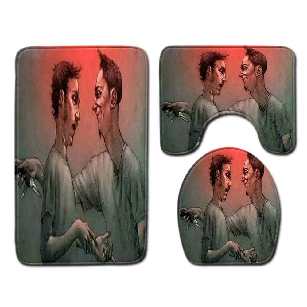 Philosophical Meaning Bathroom Floor Mat Three-Piece Bathroom Carpet Toilet Mat Set Door Mat Bathroom Non-Slip Mat