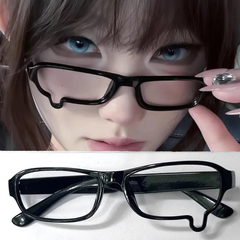 Fashion Unisex Black Eyeglass Frame No Lenses Anime Crying Dripping Tears Glasses Vintage Kawaii Party Gift Cosplay Accessories