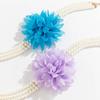 Vintage Imitation Pearl Floral Beaded Necklace, Handmade Chiffon Large Flower Collarbone Chain Collar
