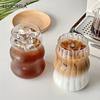 KEMORELA Transparant Drinking Glass Cup Wave Shape Iced Coffee Tumbler Cup Juice Milk Tea Mug Drinkware Water Glasses Ripple Mug