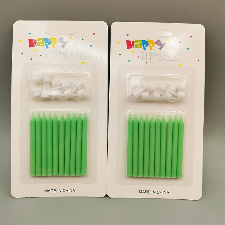 Colorful Slender Baking Pole Baking Cake Decorative Birthday Candles Creative Macaron Color Glossy Candles with Base Holder