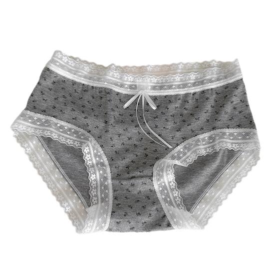 Damunderkläder i bomull med spetskant och blommigt tryck, sömlösa hipster-trosor, mjuka, söta, andningsbara trosor