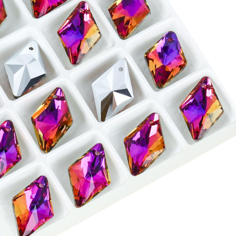 12Pcs Crystal 6320 Rhombus Pendant Glass Austria Loose Beads Charms Rhinestones for DIY Earring Necklace Jewelry Accessories